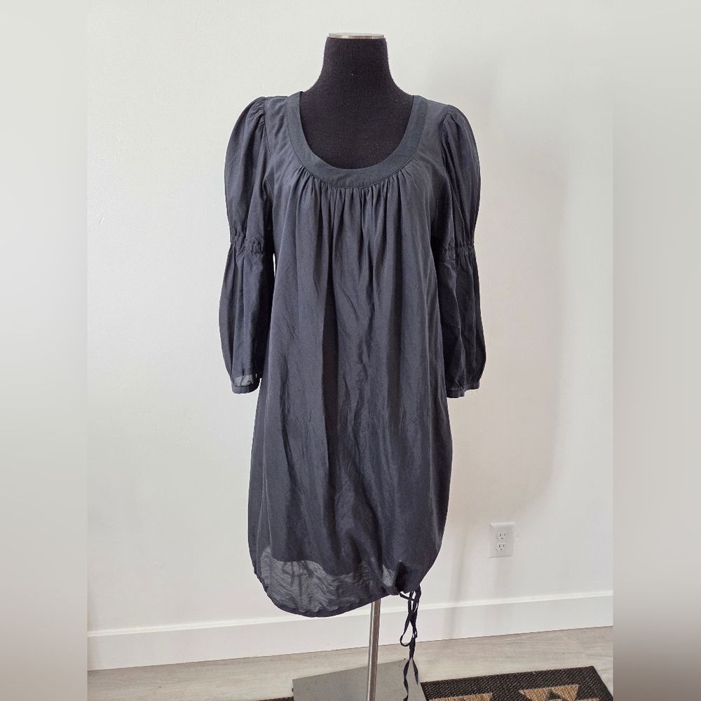 Saga Made In Italy Silk Blend Tunic Top Peasant Victorian Designer Slate Blue L